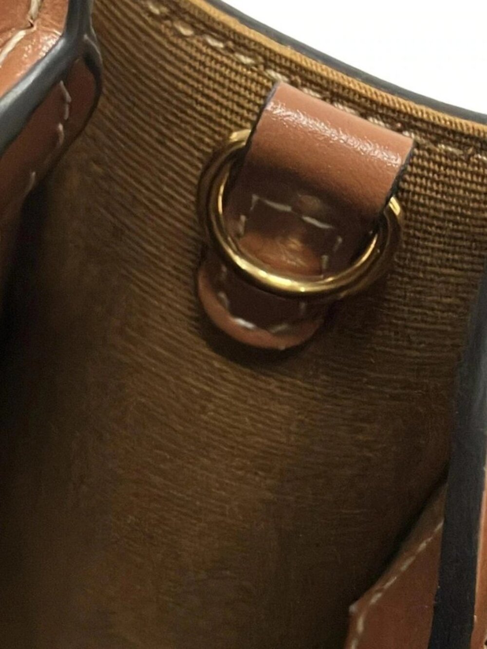 CELINE Mini Vertical Cabas Tan(Black, Brown) Brown) Triomphe Canvas Calf Skin - Picture 13 of 15